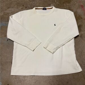 Vintage 90s Polo Ralph Lauren Thermal Waffle Shirt White Mens Size L